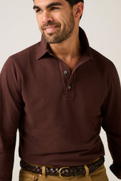 Hastings Long Sleeved Polo - Coffee