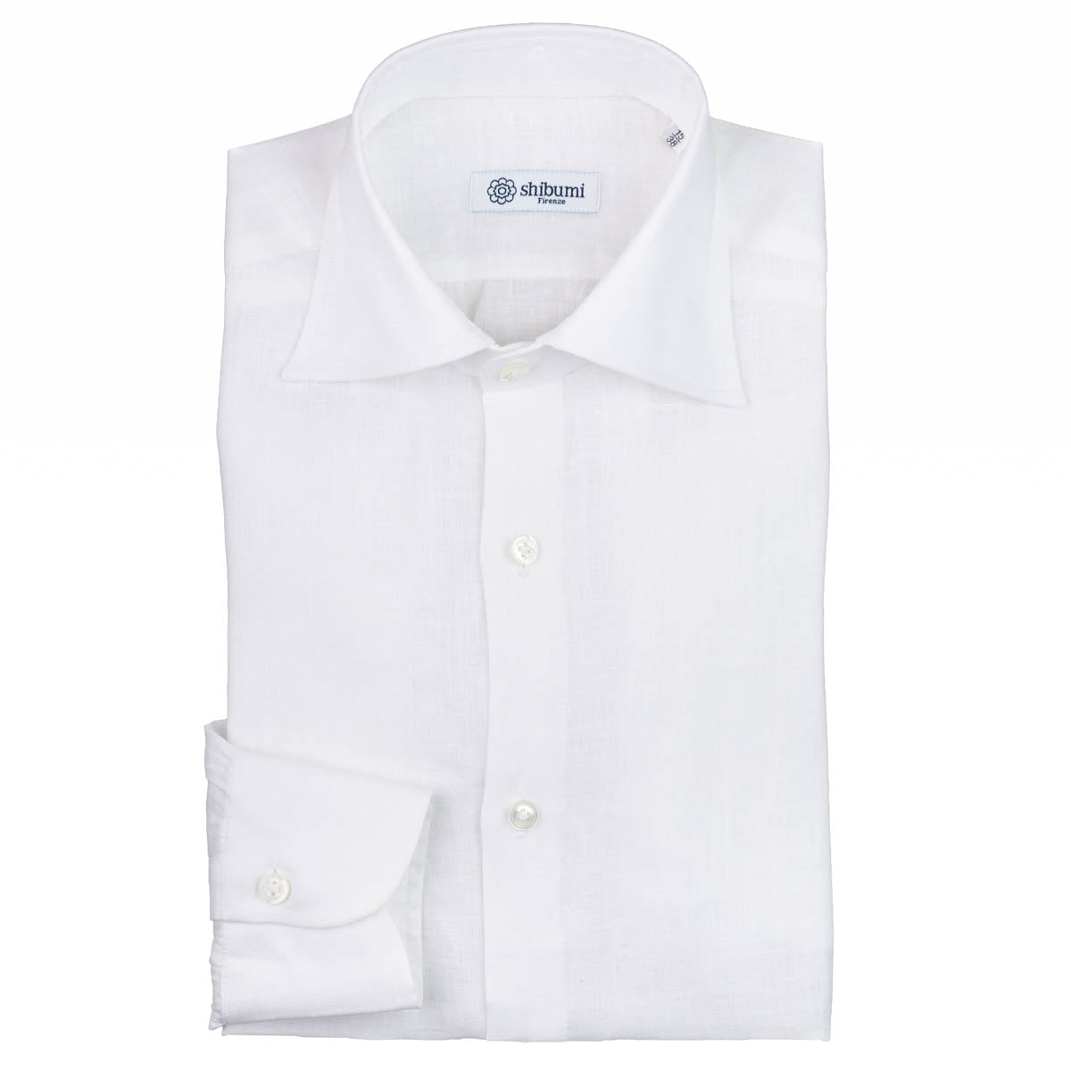 Linen Semi Spread Shirt - White - Plain