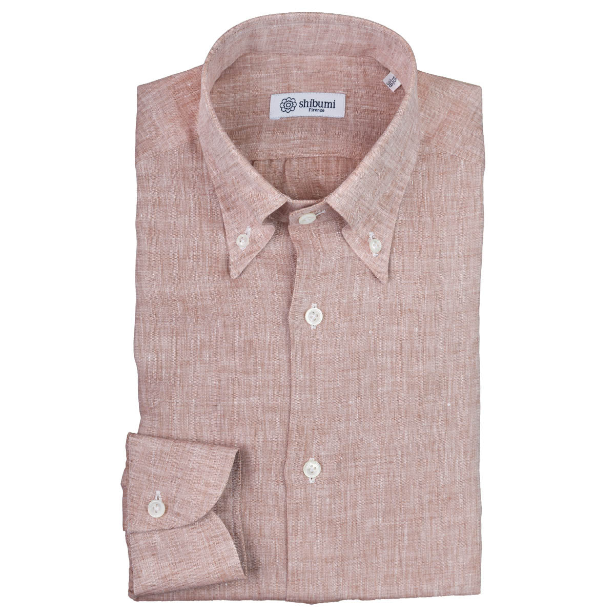 Linen Button Down Shirt - Beige - Plain