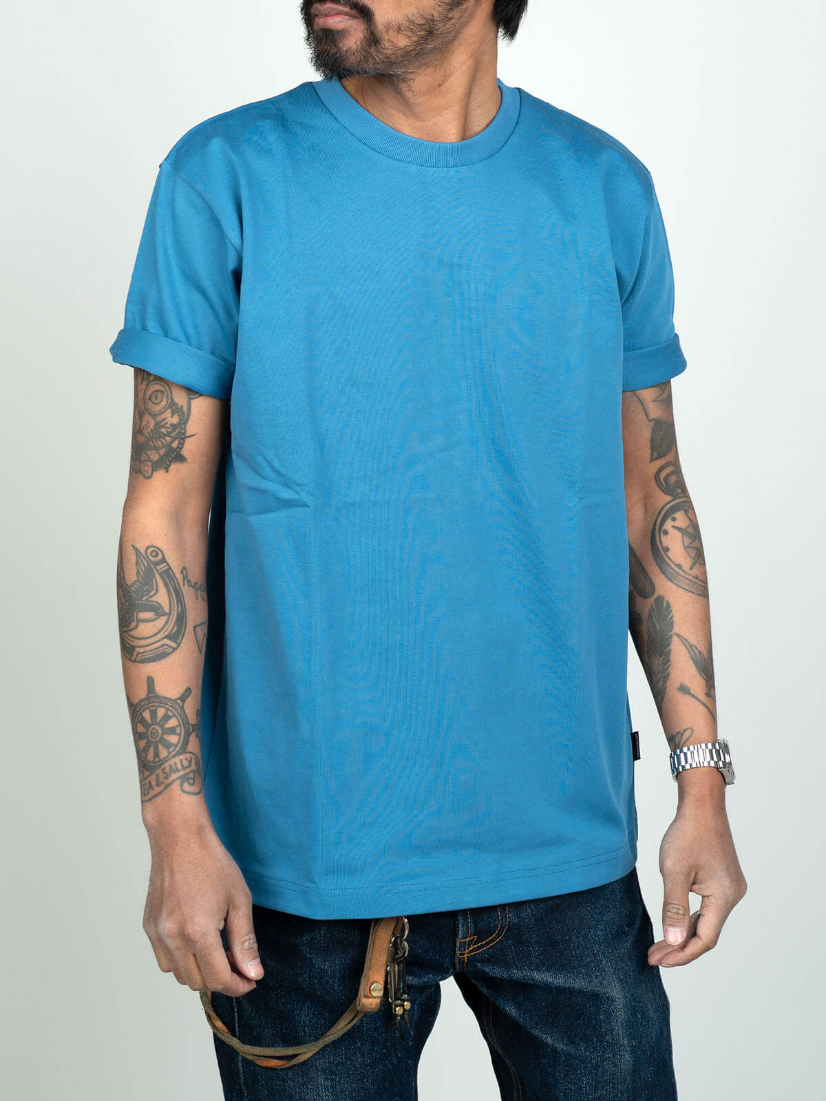 Summer Blue Heavyweight Knit T-Shirt – 11oz