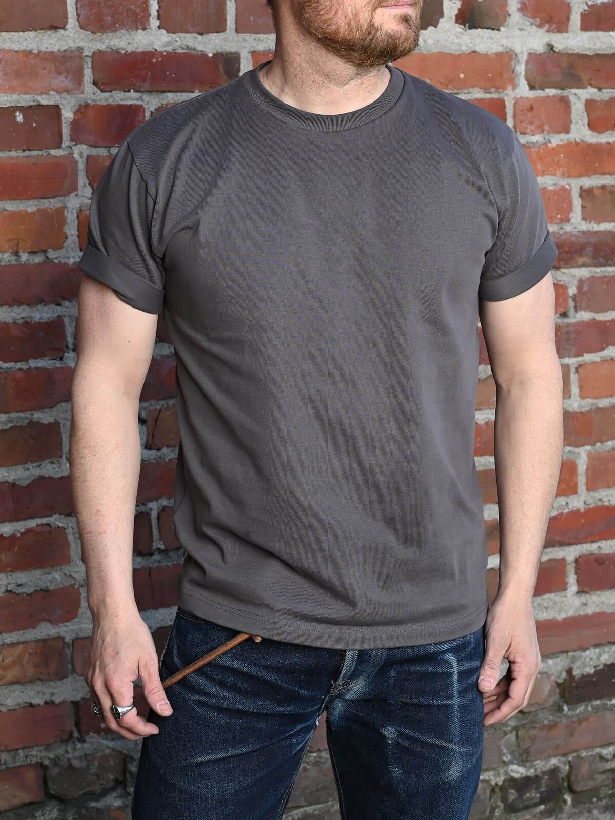 Grey Heavyweight Knit T-Shirt – 11oz