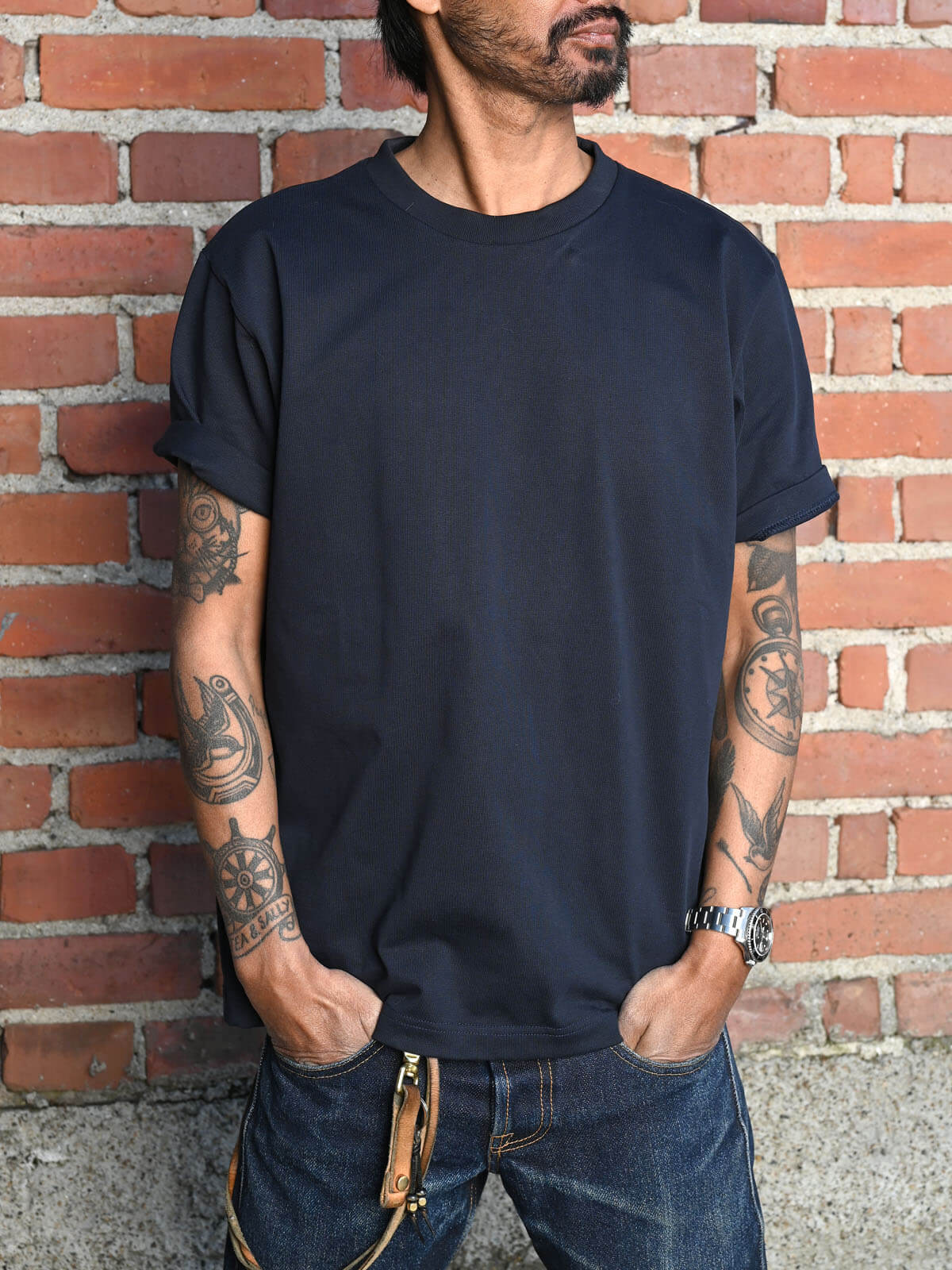 Navy Blue Heavyweight Knit T-Shirt – 11oz