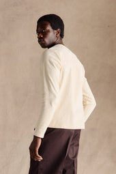 Ribbed Henley Shirt Beige