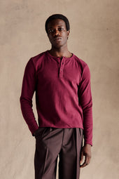 Ribbed Henley Shirt | Burgundy