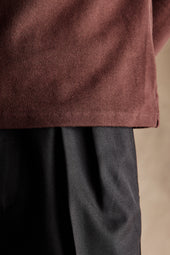 Ribbed Henley Shirt Dark Brown