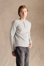 Ribbed Henley Shirt Grey