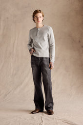 Ribbed Henley Shirt Grey