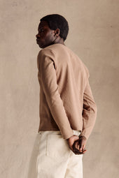 Ribbed Henley Shirt Light Brown