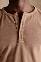 Ribbed Henley Shirt Light Brown
