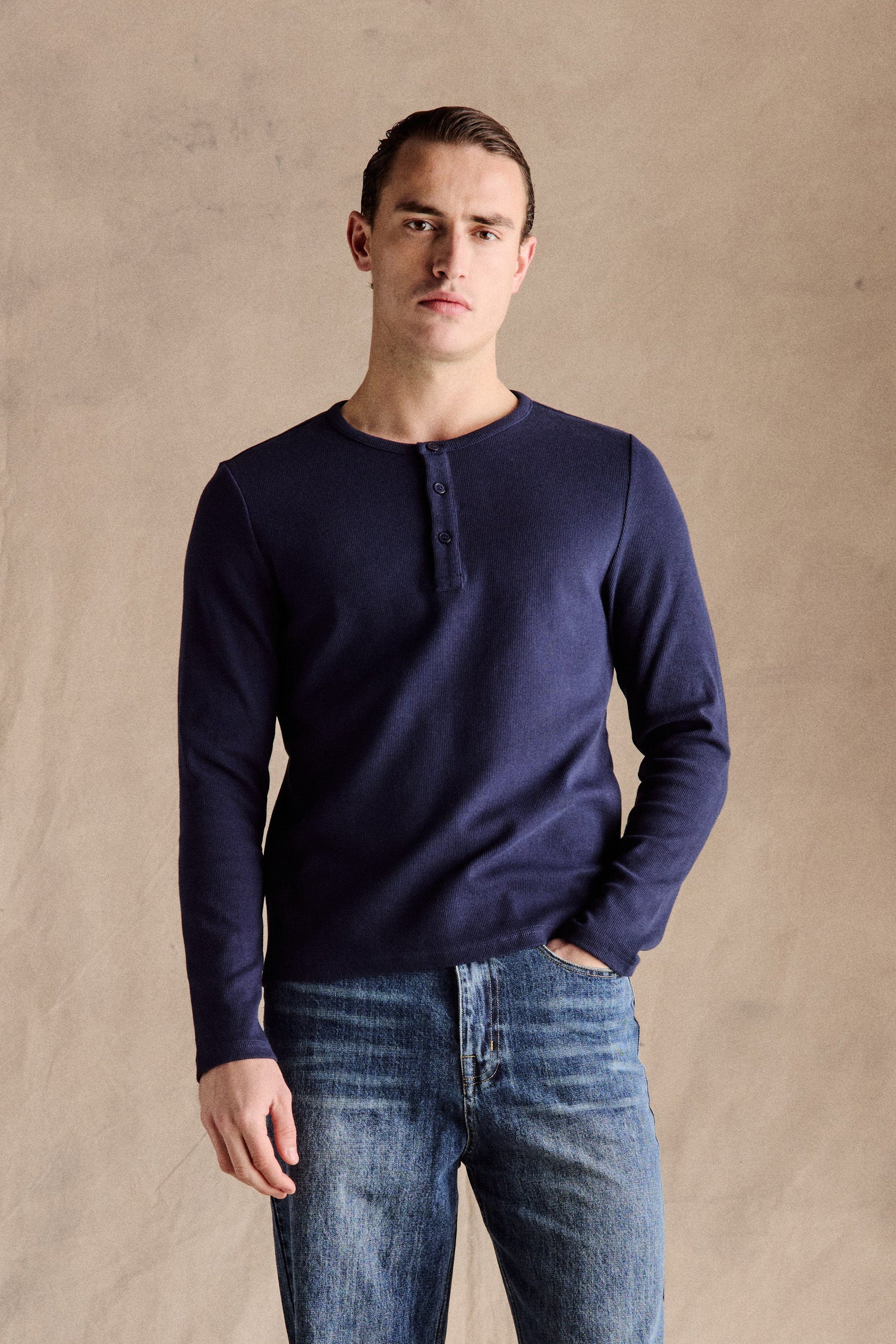 Ribbed Henley Shirt