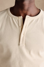 Ribbed Henley Shirt Beige