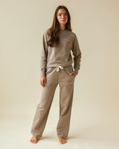 Wide Leg French Terry Sweatpant Mocha Unisex