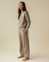 Wide Leg French Terry Sweatpant Mocha Unisex