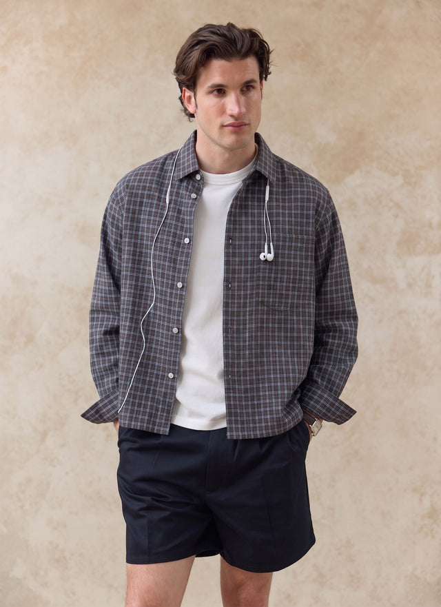 Hinsley Checked Boxy Shirt | Cotton | Brown