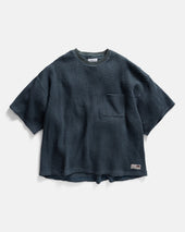 HIROCK HALF SLEEVE CREWNECK - DARK SLATE CHUNKY WOVEN COTTON THERMAL