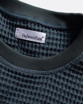 HIROCK HALF SLEEVE CREWNECK - DARK SLATE CHUNKY WOVEN COTTON THERMAL