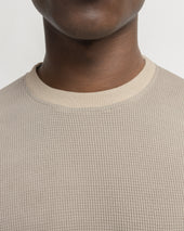 HIROCK LTE HALF SLEEVE CREWNECK - WALNUT TECH COTTON LIGHTWEIGHT THERMAL
