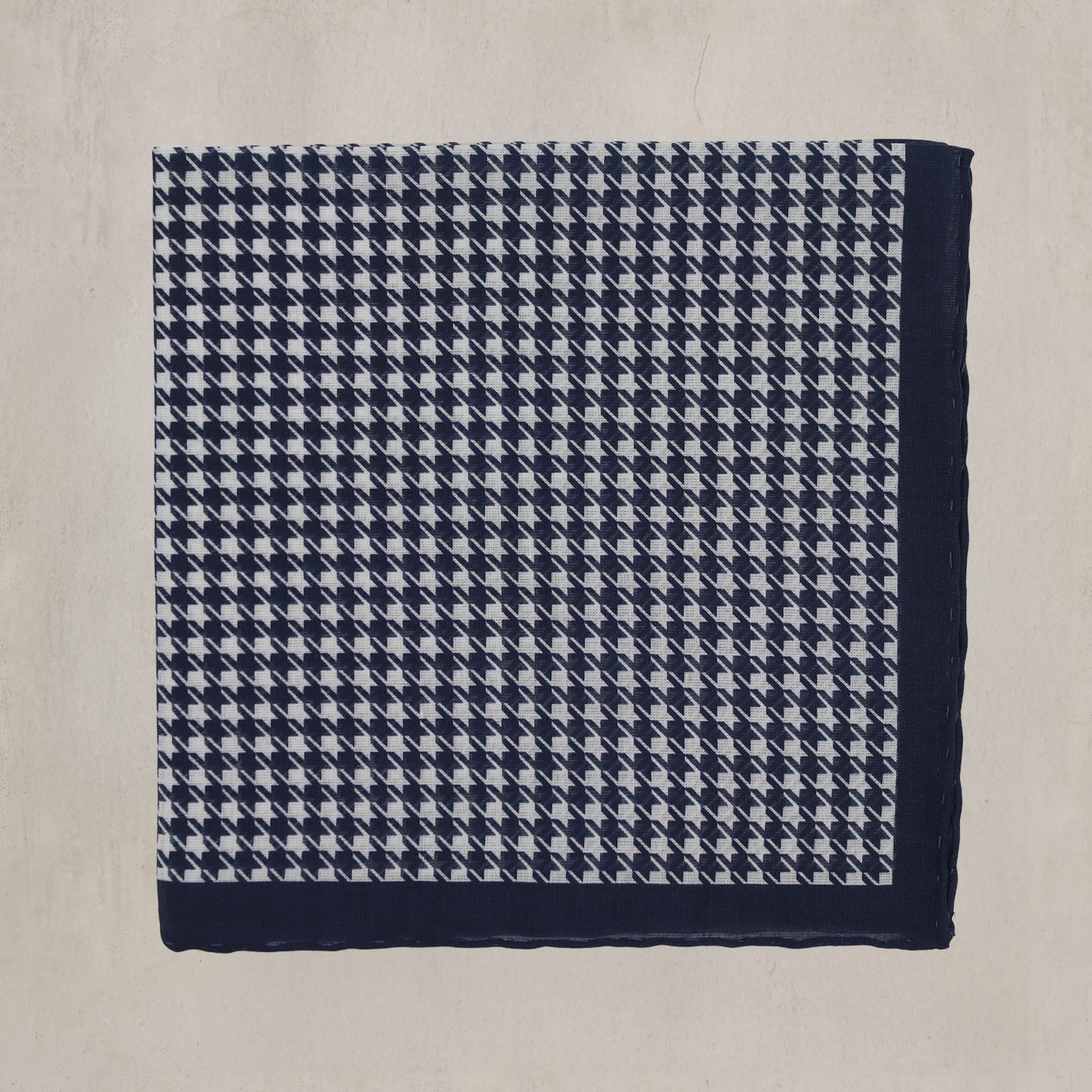 Houndstooth Print Cotton Pocket Square In