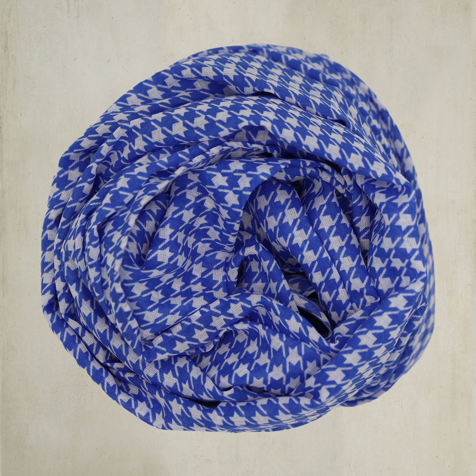 Houndstooth Print Cotton Scarf In
