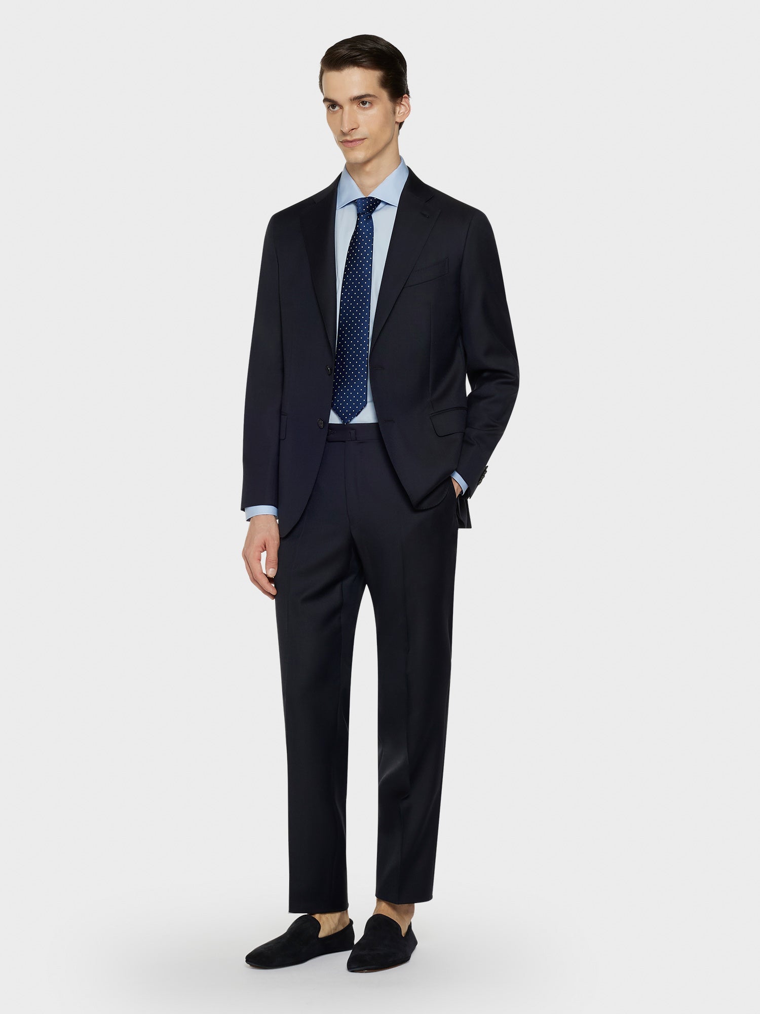 Abito Boh Me Monopetto In Lana 130 S Grisaglia Blu