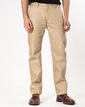 9oz Mercerised Selvedge Cotton Straight Cut Chinos - Khaki