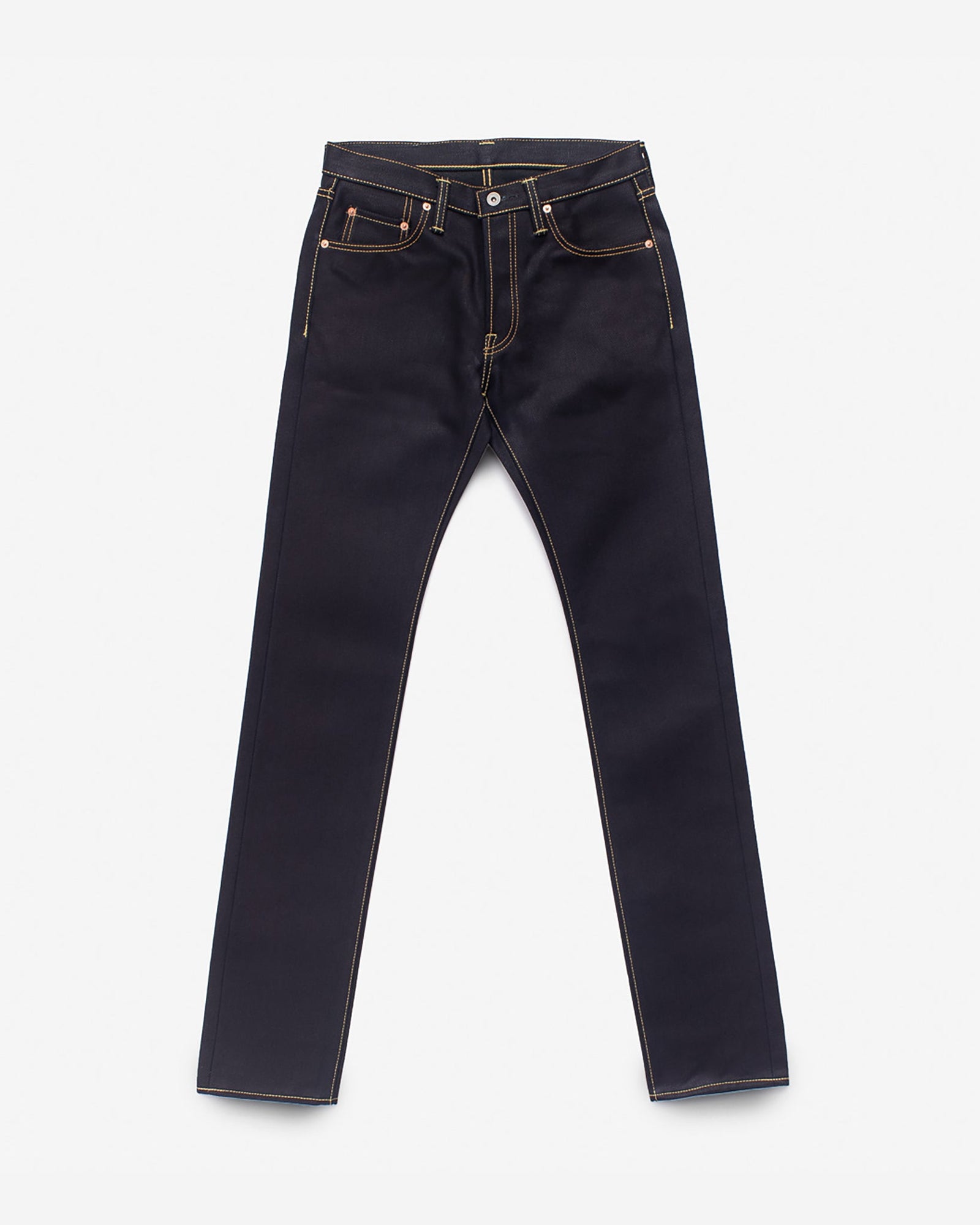 25oz Selvedge Denim Slim Tapered Cut Jeans - Indigo/Black