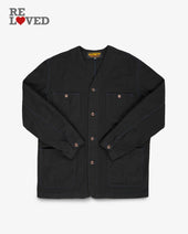 13.5oz Duck Collarless Chore Jacket - Black (IHJ-159-BLK) Size Large