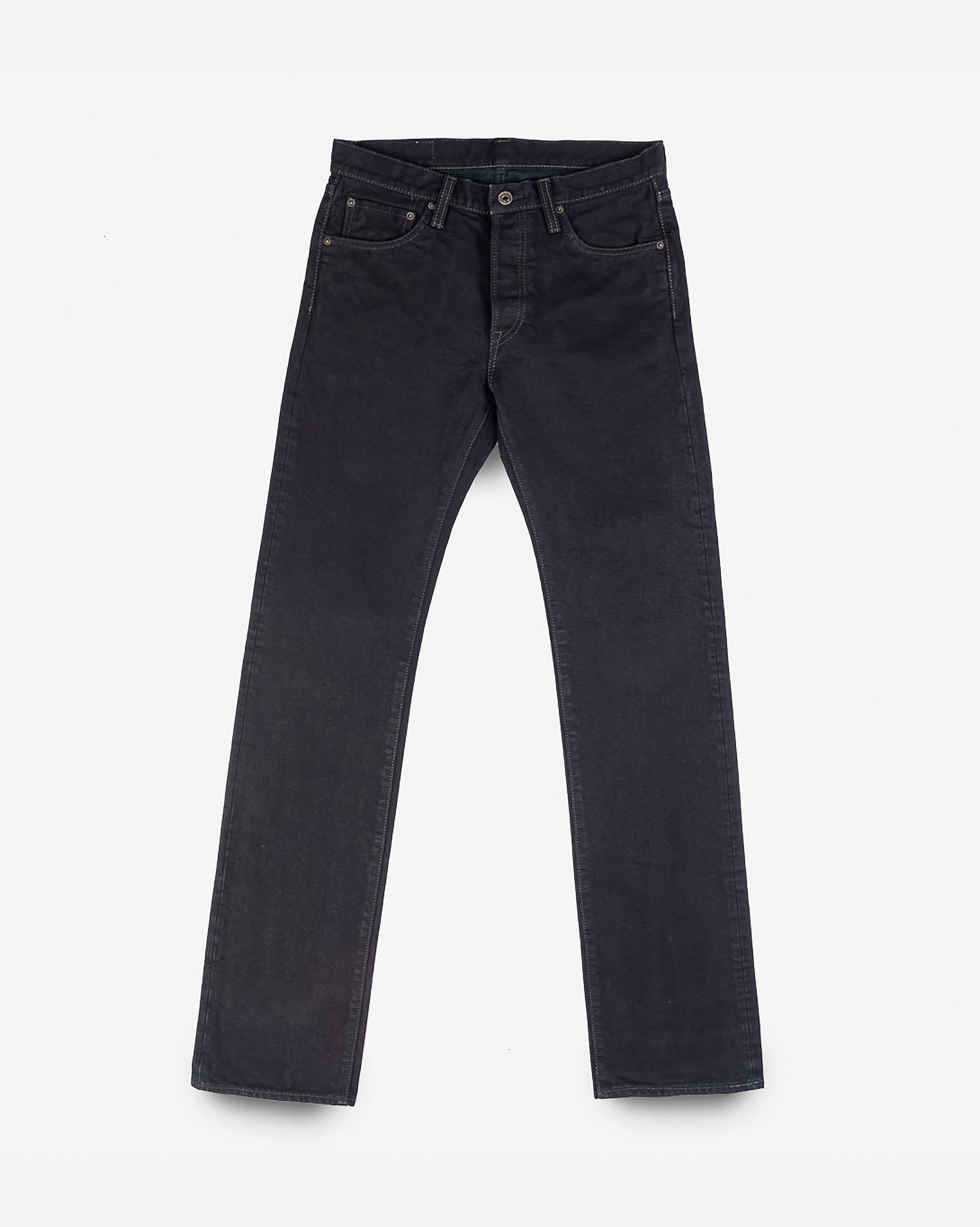 14oz Selvedge Denim Slim Straight Cut Jeans - Indigo Overdyed Black