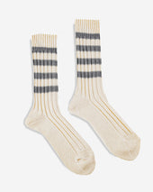 Decka Heavyweight Socks / Stripes - Ivory x Grey