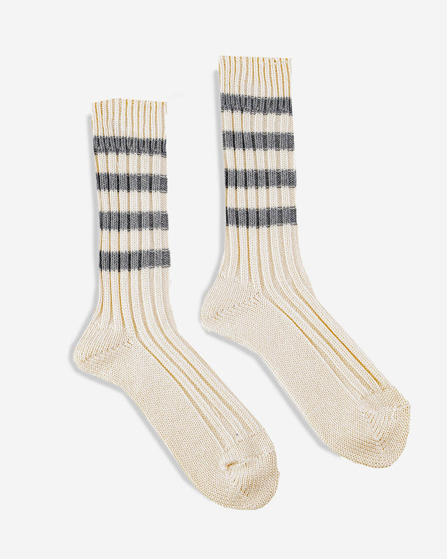 Decka Heavyweight Socks / Stripes - Ivory x Grey