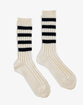 Decka Heavyweight Socks / Stripes - Ivory x Navy