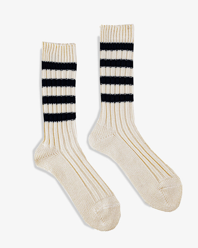 Decka Heavyweight Socks / Stripes - Ivory x Navy