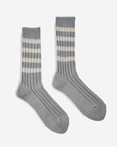 Decka Heavyweight Socks / Stripes - Grey x Ivory