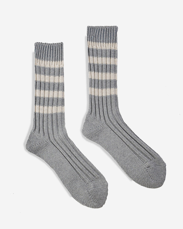 Decka Heavyweight Socks / Stripes - Grey x Ivory