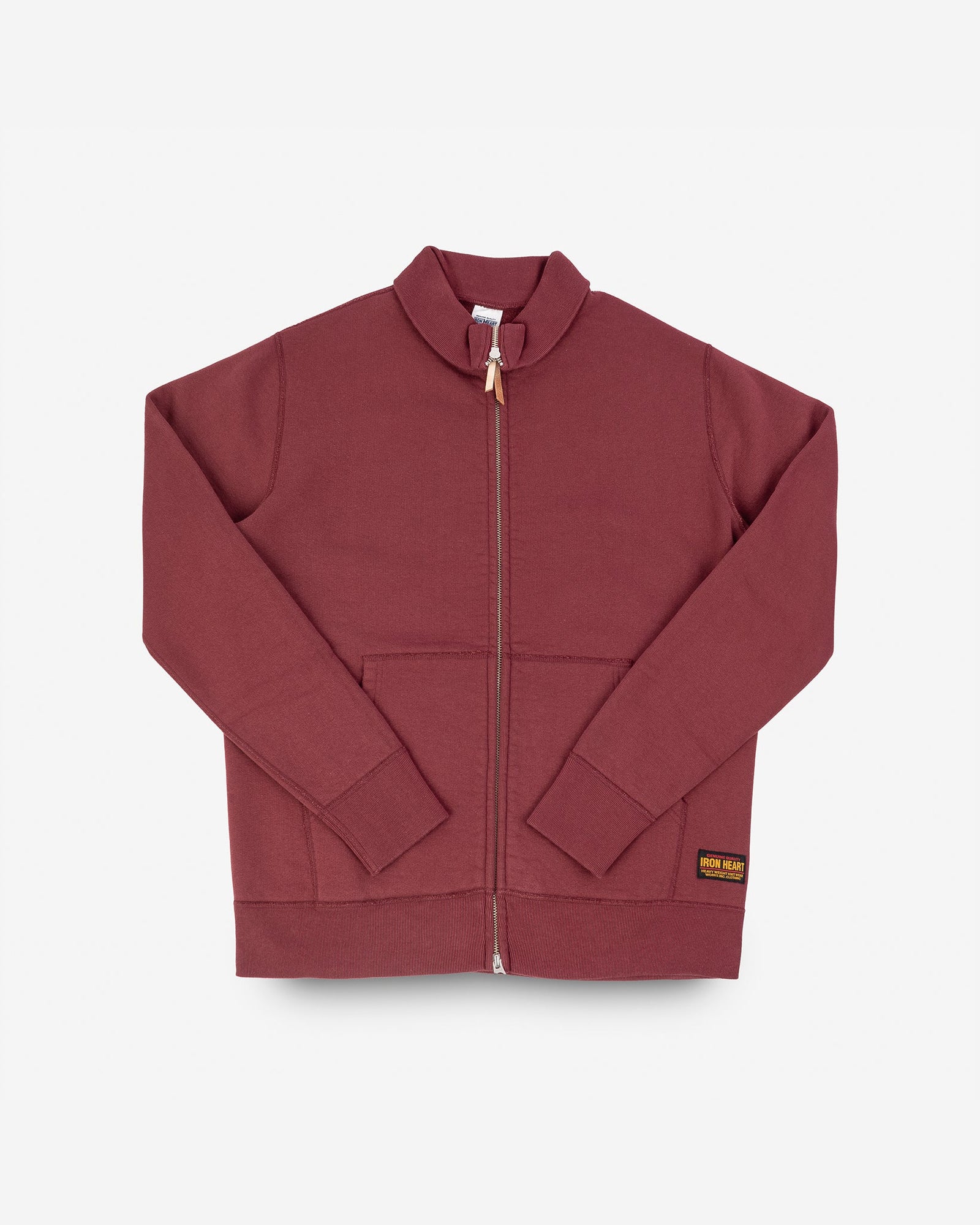 14oz Ultra Heavyweight Loopwheel Cotton Zip Up Sweater - Burgundy