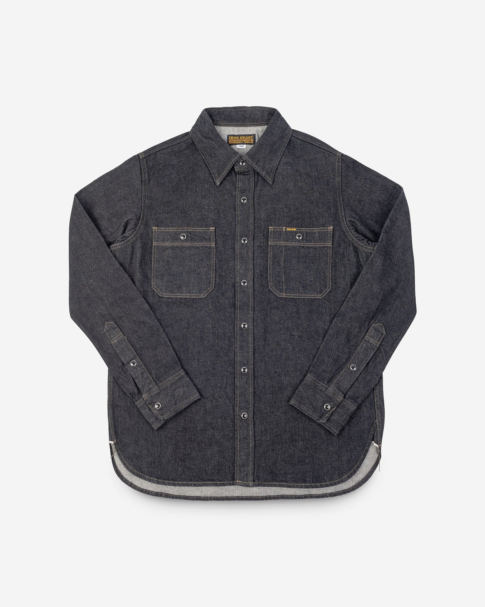 12oz Selvedge Denim Work Shirt With Snaps - Black
