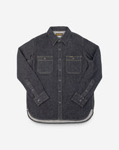 12oz Selvedge Denim Work Shirt With Snaps - Black