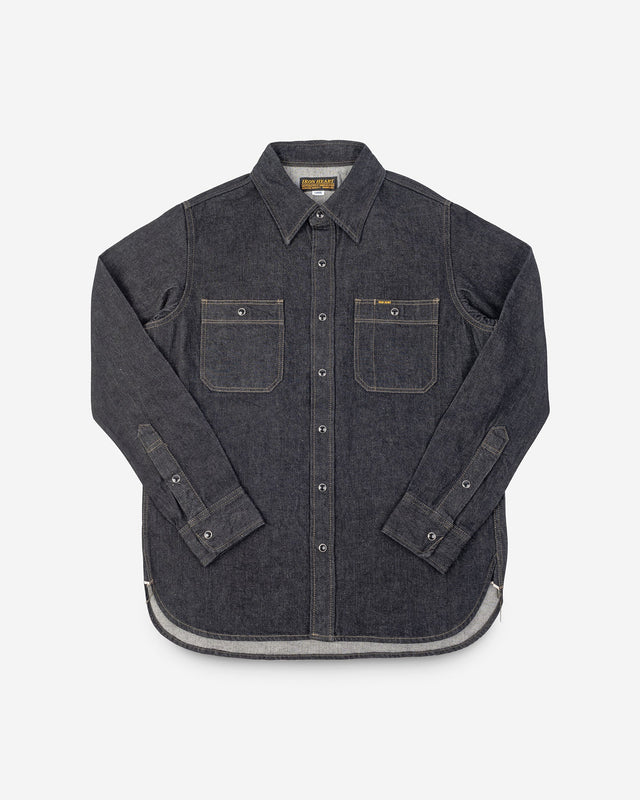 12oz Selvedge Denim Work Shirt With Snaps - Black