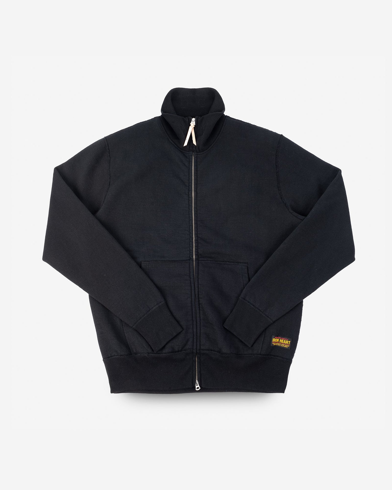 14oz Ultra Heavyweight Loopwheel Cotton Zip Up Sweater - Black