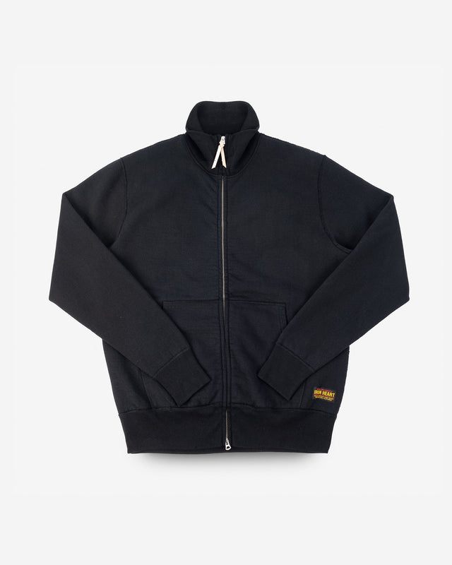 14oz Ultra Heavyweight Loopwheel Cotton Zip Up Sweater - Black