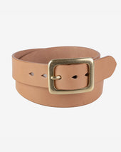 Heavy Duty "Tochigi" Leather Belt with Brass Garrison Buckle - Natural