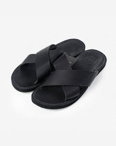 OGL X Dr. Sole Leather Cross Sandals - Black