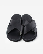 OGL X Dr. Sole Leather Cross Sandals - Black