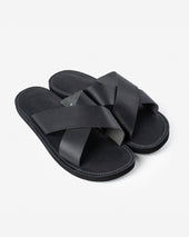 OGL X Dr. Sole Leather Cross Sandals - Black