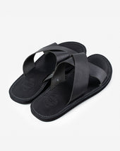 OGL X Dr. Sole Leather Cross Sandals - Black
