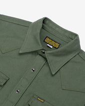 13oz Military Serge Western Shirt - Olive Drab Green