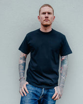 6.5oz Loopwheel Crew Neck T-Shirt with longer body - Black
