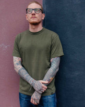 6.5oz Loopwheel Crew Neck T-Shirt with longer body - Olive
