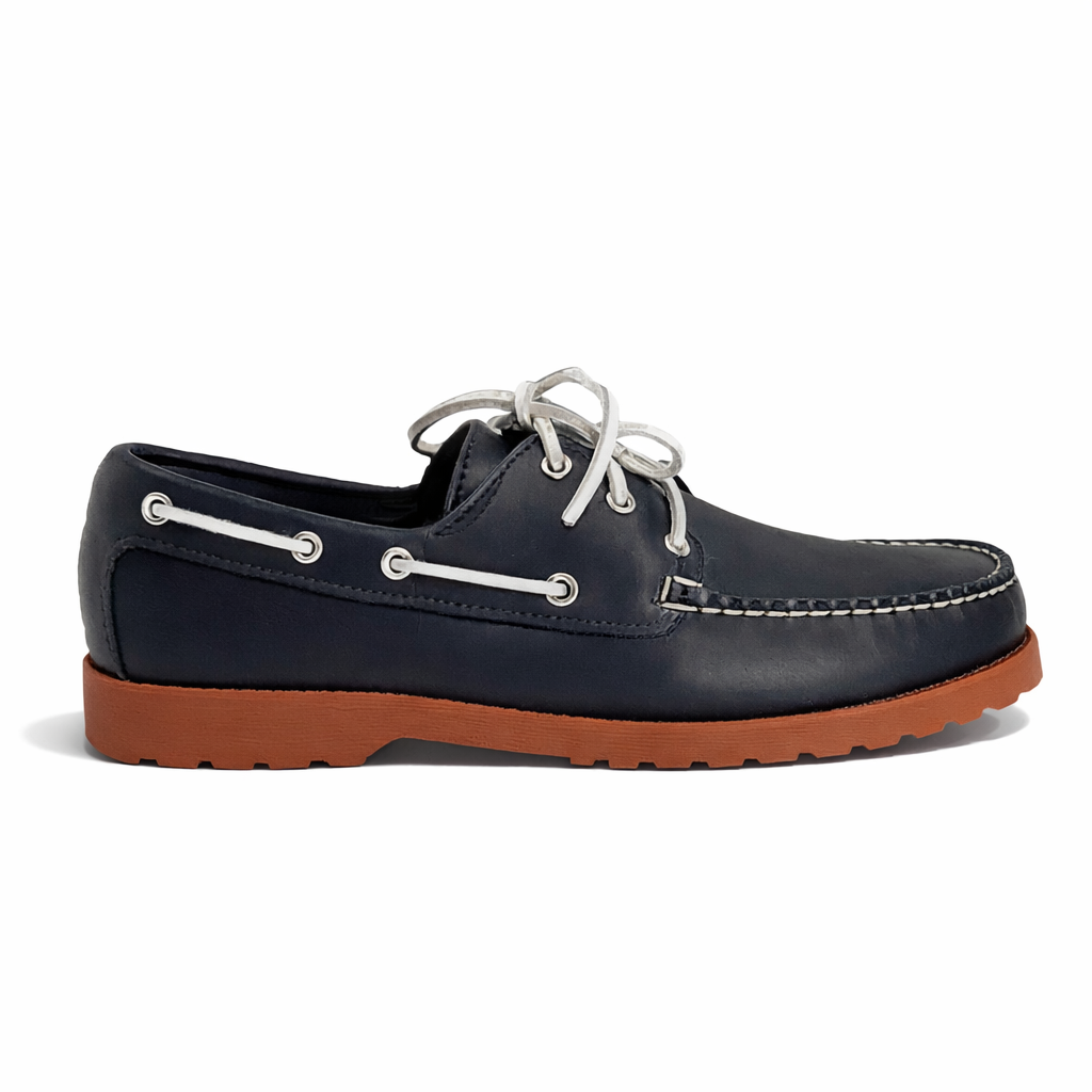 In Stock Men’s Quoddy Head Boat Shoe CL: Navy Brick