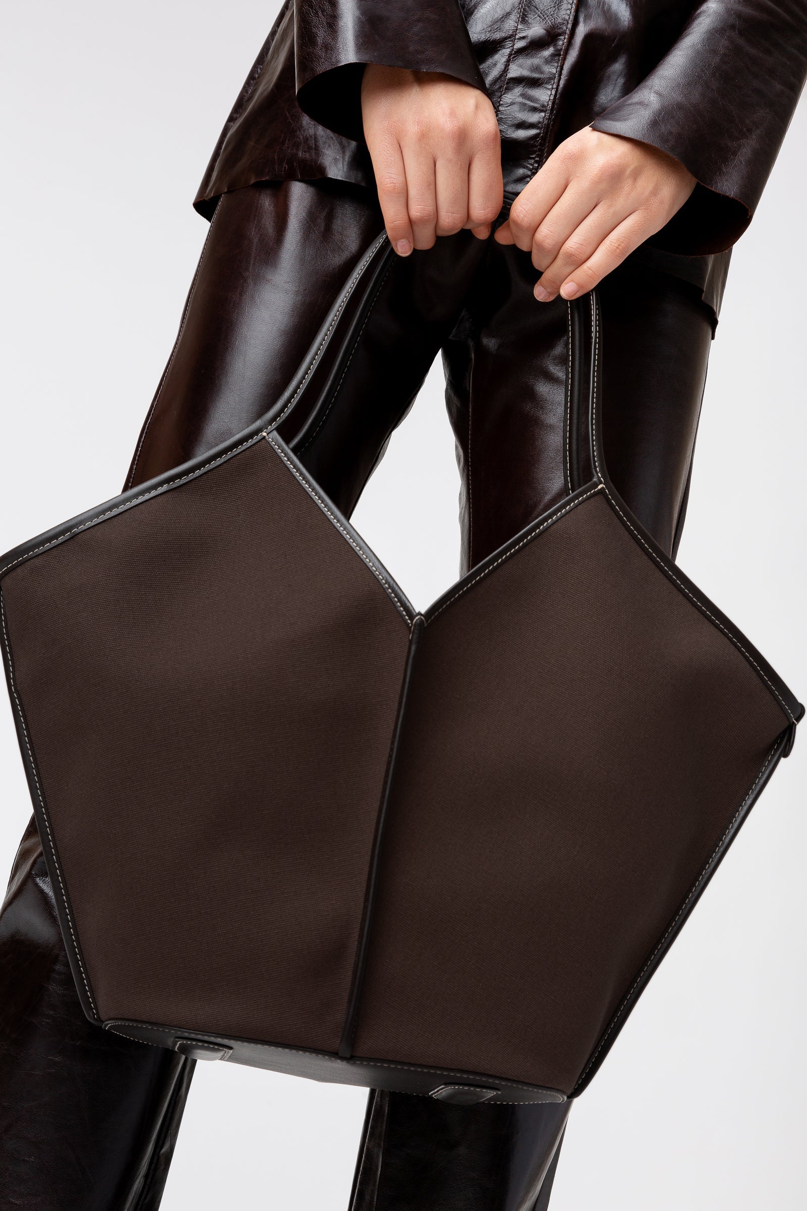 Calella Leather Trimmed Organic Cotton Tote Bag